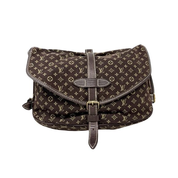 LOUIS VUITTON Vintage Monogram Saumur Doubled Crossbody Brown Green [106379] - Picture 6 of 16